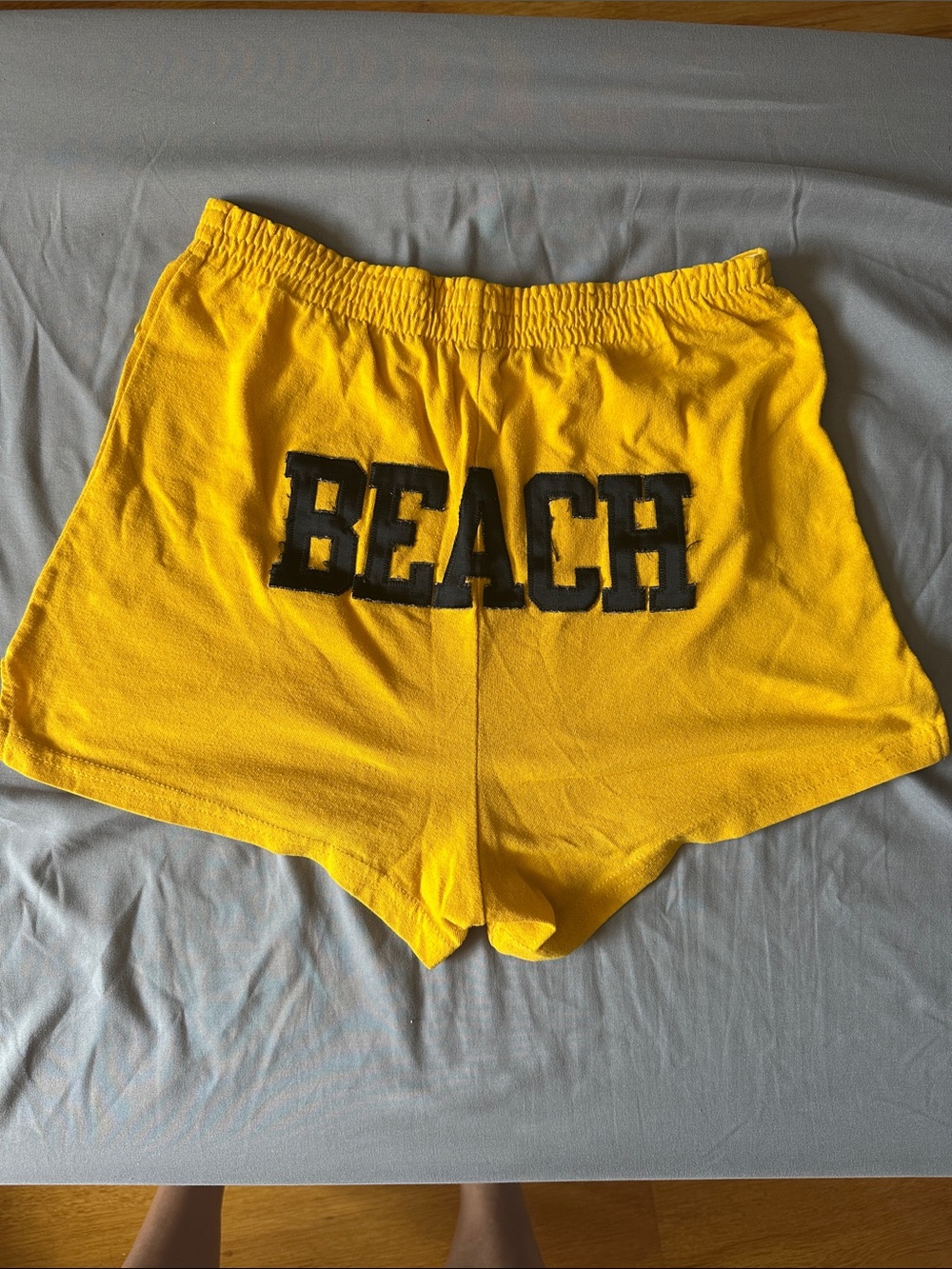 Yellow 'BEACH' Graphic Shorts